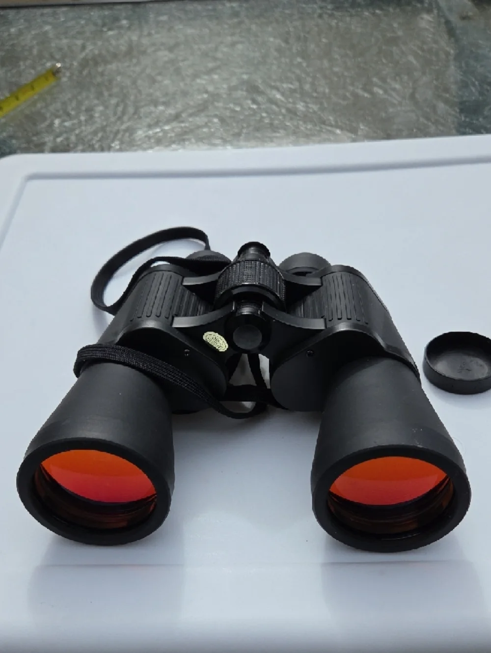 Black Binoculars with Red Lenses - Compact Outdoor Optics